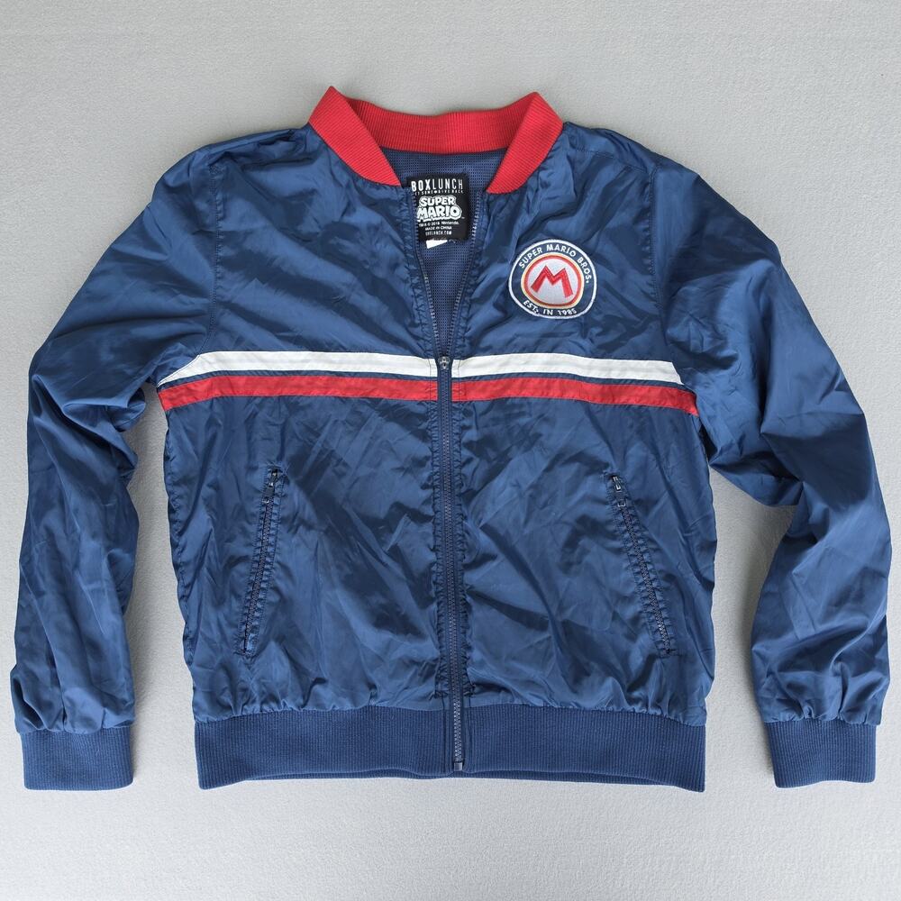 Nintendo Super Mario Bros Jacket Windbreaker Box Lunch Blue • Size: S